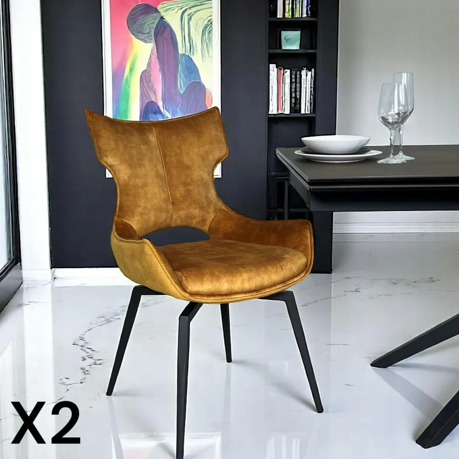 LOMBARDIE Meubles De Cuisine·Chaises|Chaises Avec Accoudoirs|Chaise pivotante gris anthracite bi-matière, dossier en T (lot de 2)