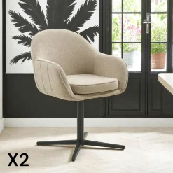 MONTREUX Meubles De Cuisine·Chaises|Chaise pivotante gris clair avec dossier rond et piètement noir (lot de 2)