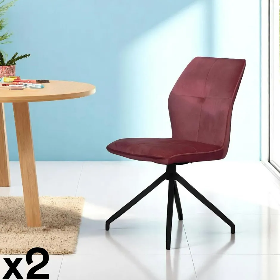 LOMBARDIE Meubles De Cuisine·Chaises|Chaises Velours|Chaise pivotante grise en velours patiné avec poignée (lot de 2)