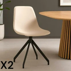 AMSTERDAM Meubles De Cuisine·Chaises|Chaise pivotante marron avec accoudoirs et motif couture (lot de 2)