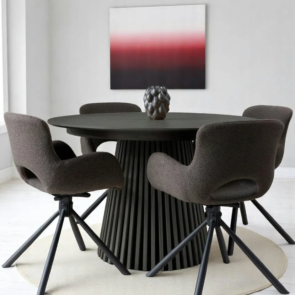 AMSTERDAM Meubles De Cuisine·Chaises|Chaise pivotante marron avec accoudoirs et motif couture (lot de 2)