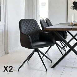 SAVONE Chaises Contemporaines|Meubles De Cuisine·Chaises|Chaise pivotante marron avec accoudoirs (lot de 2)