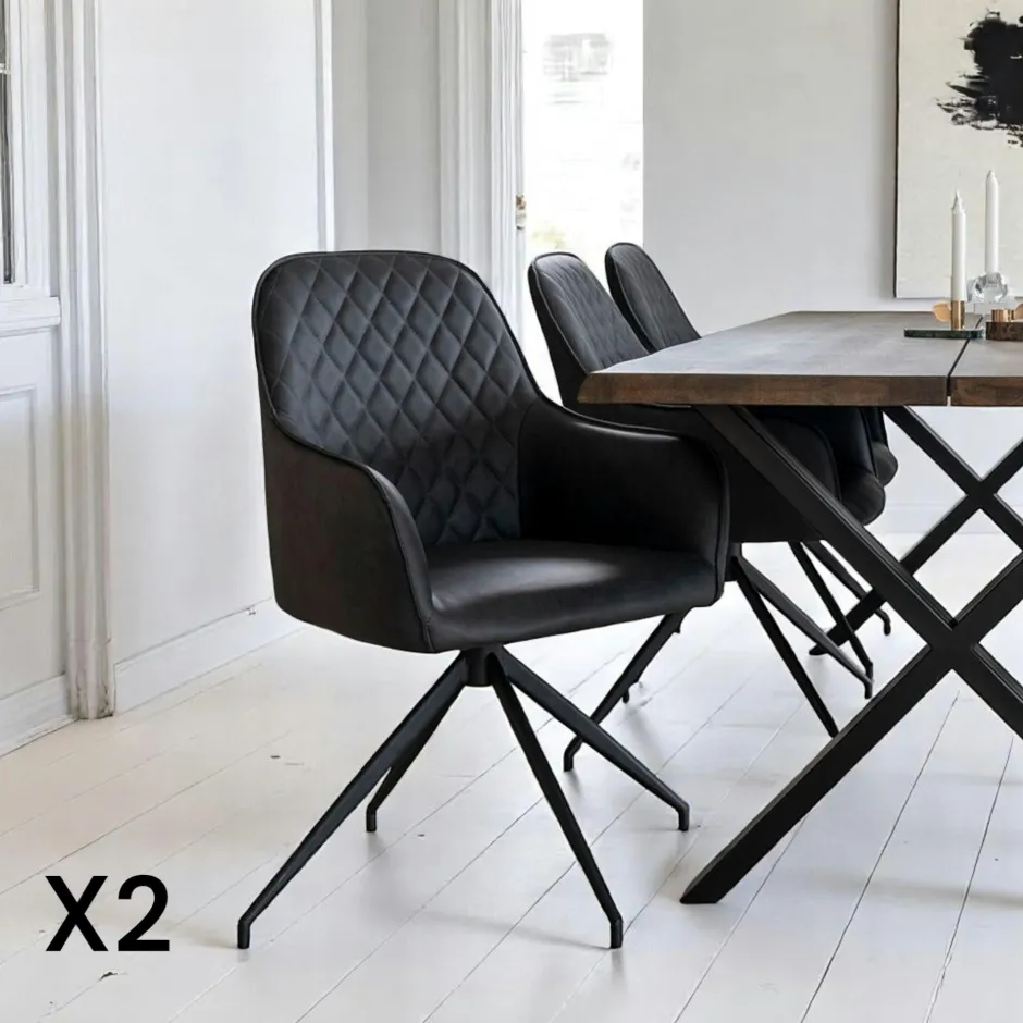 SAVONE Chaises Contemporaines|Meubles De Cuisine·Chaises|Chaise pivotante marron avec accoudoirs (lot de 2)