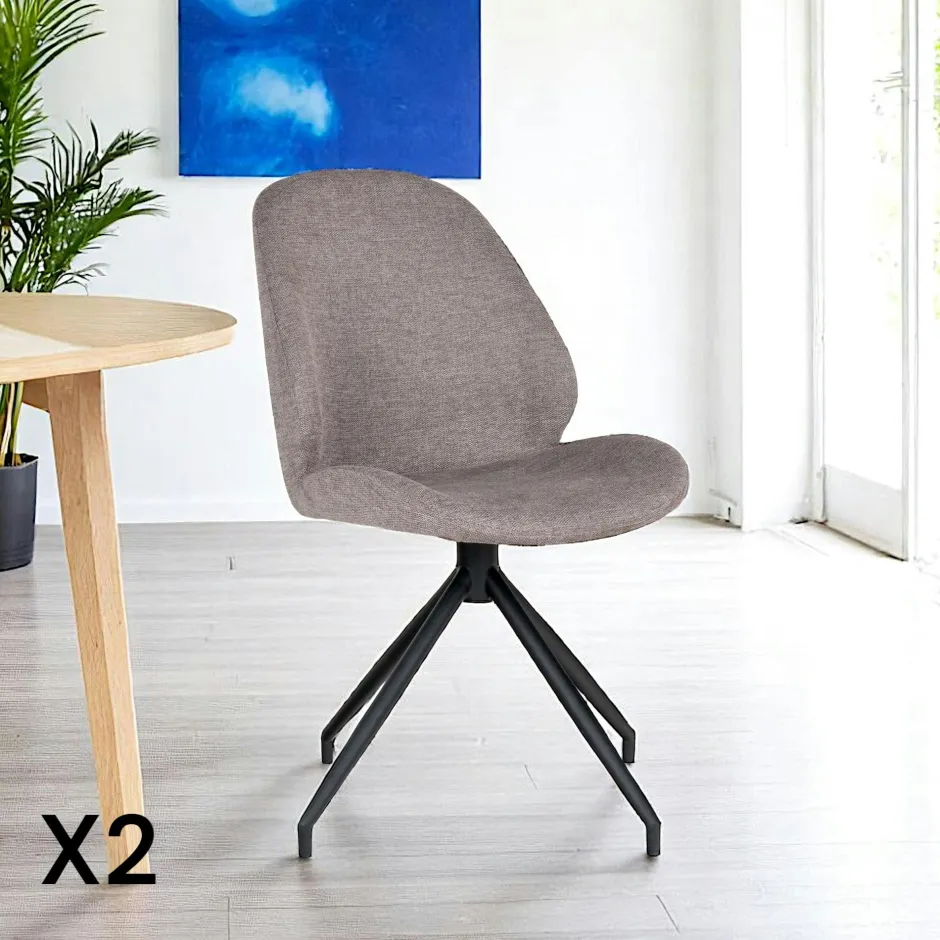 BERLIN Meubles De Cuisine·Chaises|Chaises Contemporaines|Chaise pivotante marron vintage avec surpiqure décorative (lot de 2)