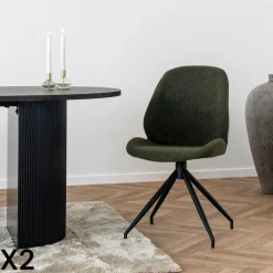 BERLIN Meubles De Cuisine·Chaises|Chaises Contemporaines|Chaise pivotante marron vintage avec surpiqure décorative (lot de 2)