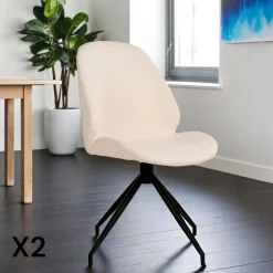 BERLIN Meubles De Cuisine·Chaises|Chaises Contemporaines|Chaise pivotante marron vintage avec surpiqure décorative (lot de 2)