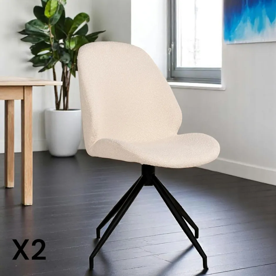 BERLIN Meubles De Cuisine·Chaises|Chaises Contemporaines|Chaise pivotante marron vintage avec surpiqure décorative (lot de 2)