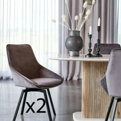 OKA Meubles De Cuisine·Chaises|Chaises Velours|Chaise pivotante moderne en velours vert (Lot de 2)