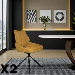 LIGURIE Meubles De Cuisine·Chaises|Chaises Contemporaines|Chaise pivotante ocre assise baquet (lot de 2)