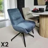 PALERME Chaises Velours|Chaises Contemporaines|Chaise pivotante retro en velours bleu (lot de 2)
