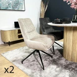 PALERME Chaises Velours|Chaises Contemporaines|Chaise pivotante retro en velours bleu (lot de 2)