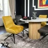 PALERME Meubles De Cuisine·Chaises|Chaises Velours|Chaise pivotante retro en velours moutarde (lot de 2)