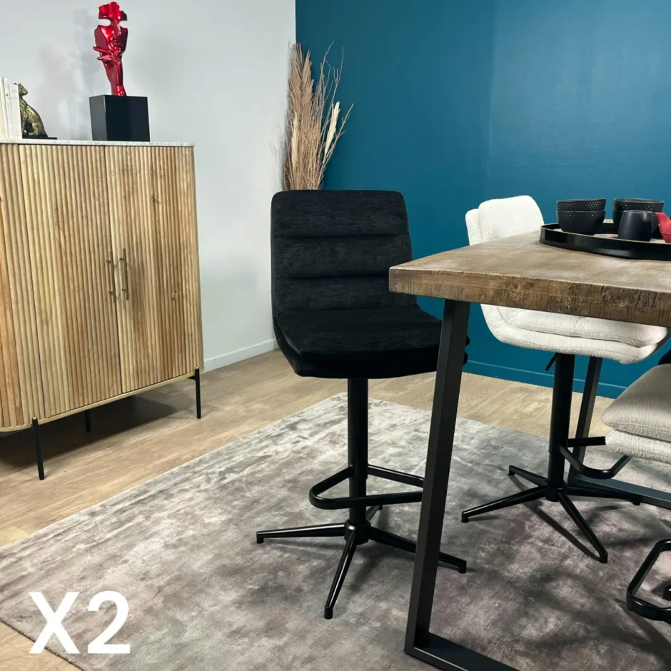 PALERME Meubles De Cuisine·Chaises|Chaises Velours|Chaise pivotante retro en velours moutarde (lot de 2)