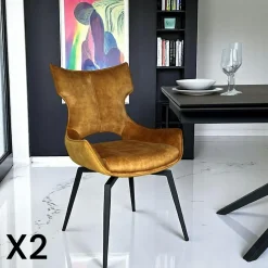 LOMBARDIE Meubles De Cuisine·Chaises|Chaises Contemporaines|Chaise pivotante rose bi-matière, dossier en T (lot de 2)