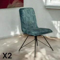 OKA Chaises Velours|Chaises Contemporaines|Chaise pivotante velours doré (lot de 2)