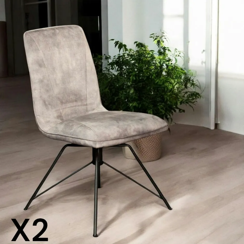 OKA Univers Déco·Design Contemporain|Chaises Velours|Chaise pivotante velours gris (lot de 2)