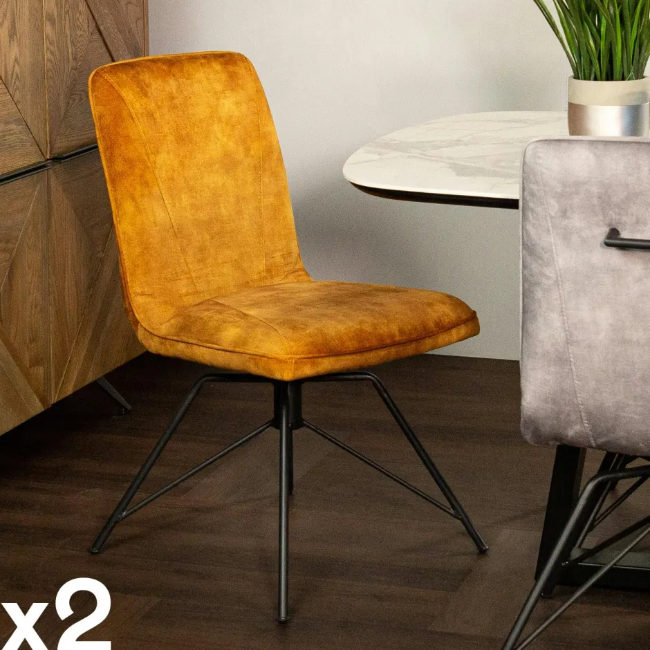 OKA Univers Déco·Design Contemporain|Chaises Velours|Chaise pivotante velours gris (lot de 2)