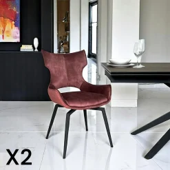 LOMBARDIE Meubles De Cuisine·Chaises|Chaises Avec Accoudoirs|Chaise pivotante verte bi-matière, dossier en T (lot de 2)