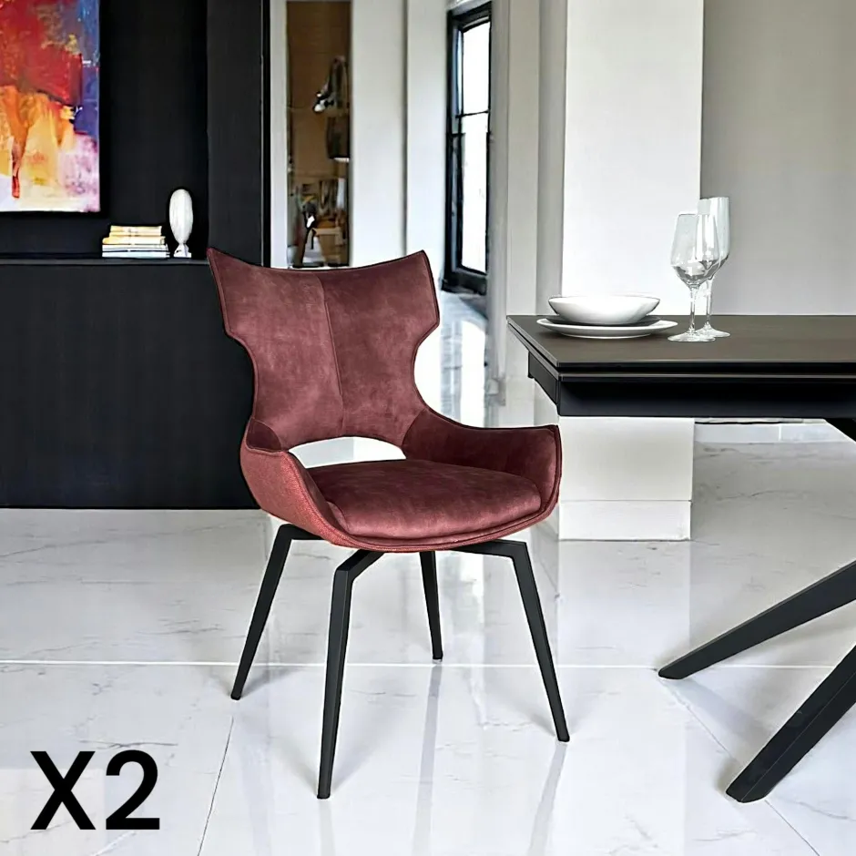 LOMBARDIE Meubles De Cuisine·Chaises|Chaises Avec Accoudoirs|Chaise pivotante verte bi-matière, dossier en T (lot de 2)