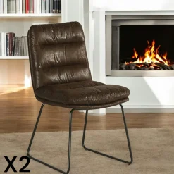 Epika Chaises Vintage|Chaises Capitonnées|Chaise rembourrée grise (lot de 2)