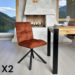 IENA Chaises Capitonnées|Chaises Contemporaines|Chaise rotative tissu anthracite (lot de 2)