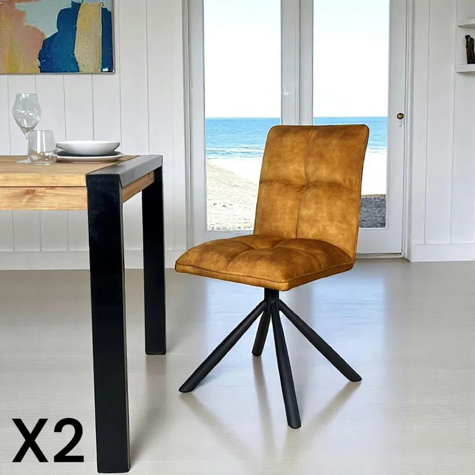 IENA Chaises Capitonnées|Chaises Contemporaines|Chaise rotative tissu anthracite (lot de 2)