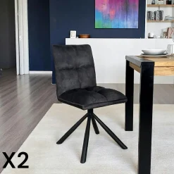 IENA Chaises Capitonnées|Chaises Contemporaines|Chaise rotative tissu kaki (lot de 2)
