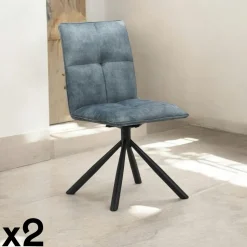 IENA Chaises Capitonnées|Chaises Contemporaines|Chaise rotative tissu moutarde (lot de 2)