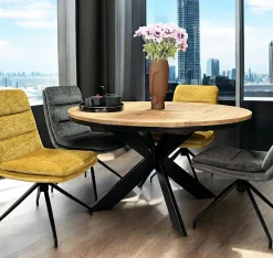 IENA Chaises Capitonnées|Chaises Contemporaines|Chaise rotative tissu moutarde (lot de 2)