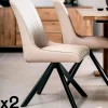 HUDSON Chaises Capitonnées|Chaises Contemporaines|Chaise salle à manger beige (lot de 2)