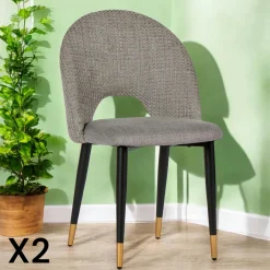 MALMOE Chaises Capitonnées|Chaises Contemporaines|Chaise salle à manger tissu quadrillé bleu clair (lot de 2)