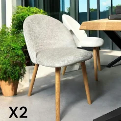 ETNA Meubles De Cuisine·Chaises|Chaises En Bois|Chaise scandinave en bois et velours gris (lot de 2)
