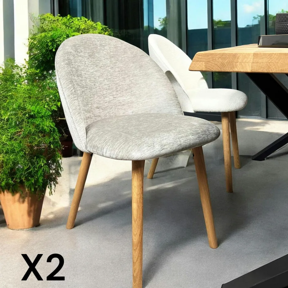 ETNA Meubles De Cuisine·Chaises|Chaises En Bois|Chaise scandinave en bois et velours gris (lot de 2)