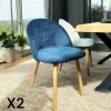 ETNA Meubles De Cuisine·Chaises|Chaises En Bois|Chaise scandinave en bois et velours bleu (lot de 2)