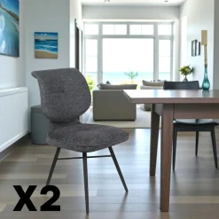 LIGURIE Meubles De Cuisine·Chaises|Chaises Contemporaines|Chaise tissu bleu à dossier double (lot de 2)