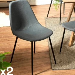 TIM Chaises Vintage|Chaises Capitonnées|Chaise tissu bleu (lot de 2)