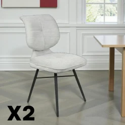 LIGURIE Meubles De Cuisine·Chaises|Chaises Contemporaines|Chaise tissu gris à dossier double (lot de 2)