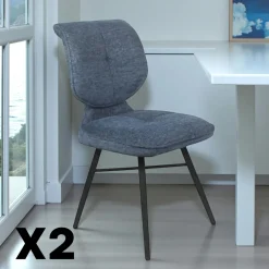 LIGURIE Meubles De Cuisine·Chaises|Chaises Contemporaines|Chaise tissu gris foncé à dossier double (lot de 2)