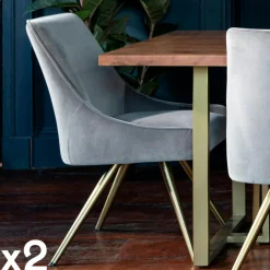 HOBART Chaises Capitonnées|Chaises Velours|Chaise velours bleu lagon (lot de 2)