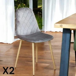 HAWAI Meubles De Cuisine·Chaises|Chaises Scandinaves|Chaise velours bleu (lot de 2)
