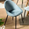 TIM Chaises Vintage|Chaises Capitonnées|Chaise velours bleu (lot de 2)