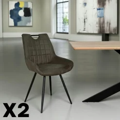 MALMOE Meubles De Cuisine·Chaises|Chaises Contemporaines|Chaise vert foncé effet vieilli à poignée intégrée (lot de 2)