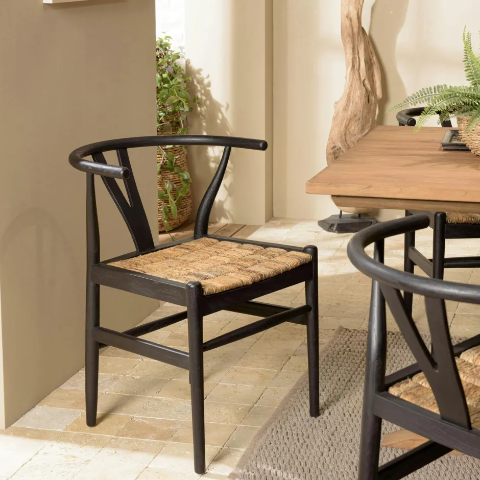 Swing Meubles De Cuisine·Chaises|Chaises En Bois|Chaise vintage bois recyclé et cannage chanvre tressé