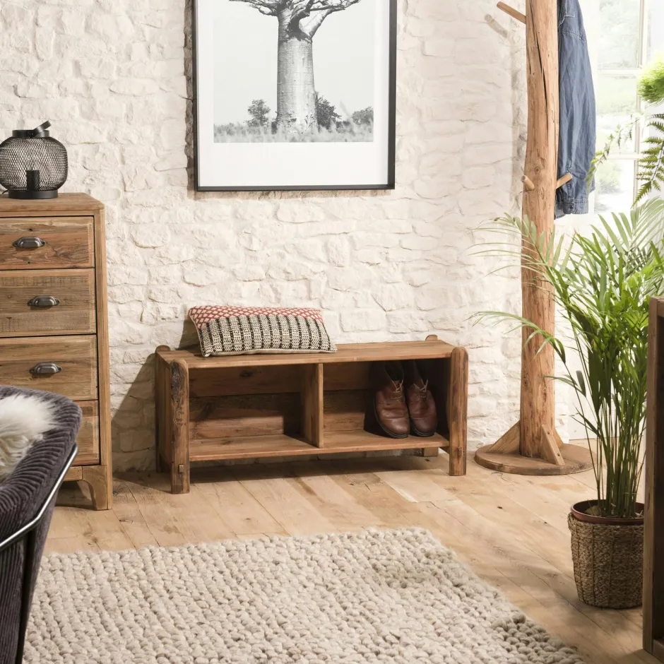 Swing Meubles De Cuisine·Chaises|Chaises En Bois|Chaise vintage bois recyclé et cannage chanvre tressé