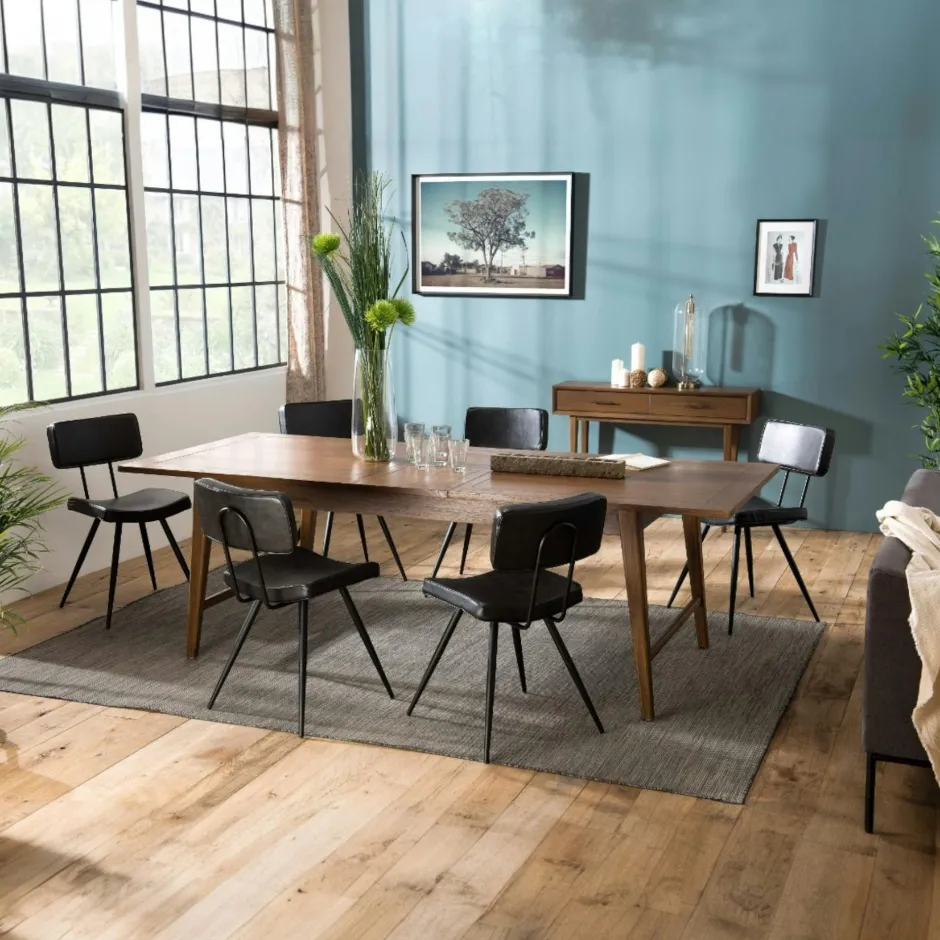 Chaises Vintage|Chaises Capitonnées|Chaise vintage tissu noir/gris anthracite (lot de 2) TIM