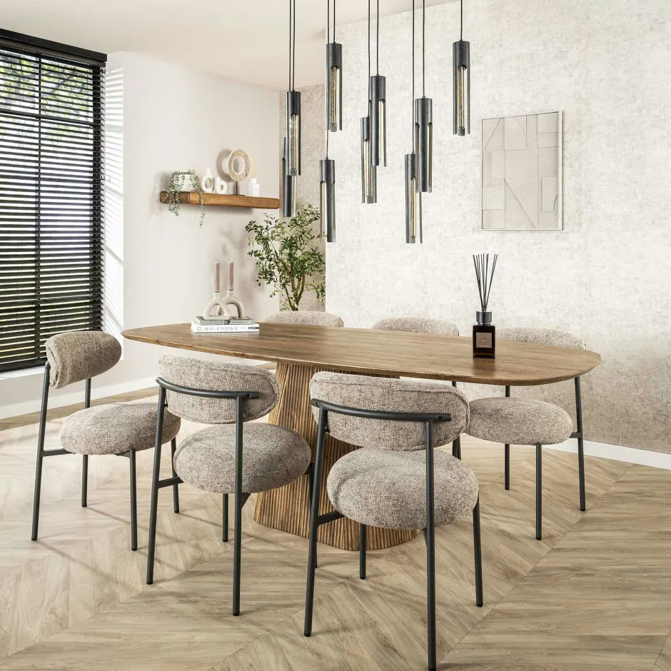 LIGURIE Chaises Contemporaines|Meubles De Cuisine·Chaises|Chaises tissu beige chiné accoudoirs larges (lot de 2)