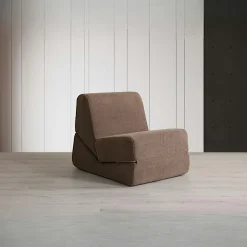 SAPPO Fauteuils En Tissu|Fauteuils Convertibles|Chauffeuse convertible marron bouclette, lit d'appoint