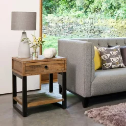 BRISBANE Univers Déco·Loft Industriel|Tables De Chevet Industrielles|Chevet bout de canapé bois recyclé