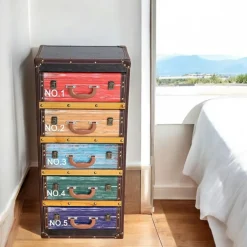 PUNO Commodes Vintage|Commodes En Bois|Chiffonnier façon valises colorées