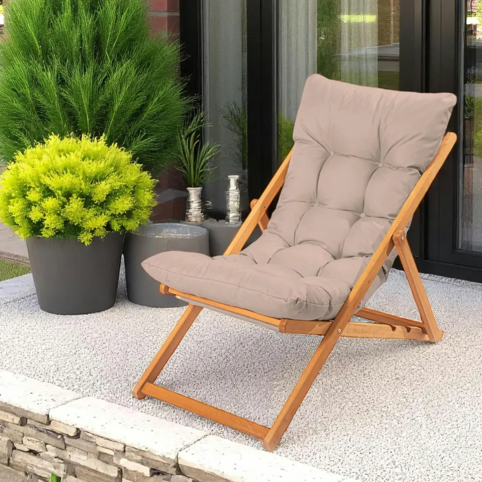 SORA Transats / Bains De Soleil|Chilienne beige confort - pliante, inclinable